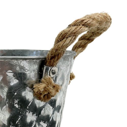 Floristik24 zinc flower pot with rope handles Ø12cm H10cm