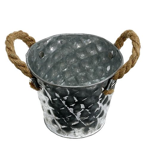 Floristik24 zinc flower pot with rope handles Ø12cm H10cm