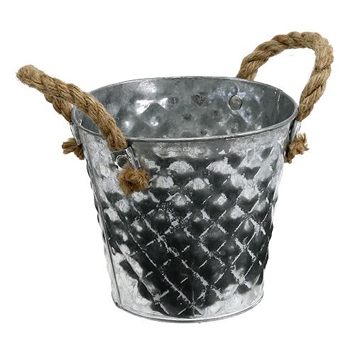 Floristik24 Zinc pot with rope handles Ø14.5cm H13cm