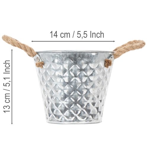 Zinc pot with rope handles
