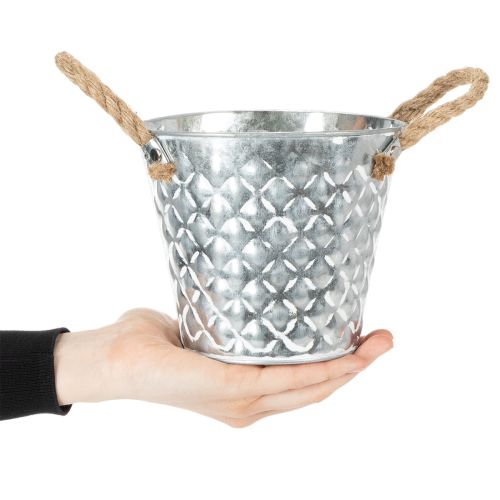 Zinc pot with rope handles Ø14.5cm H13cm | Floristik24.co.uk