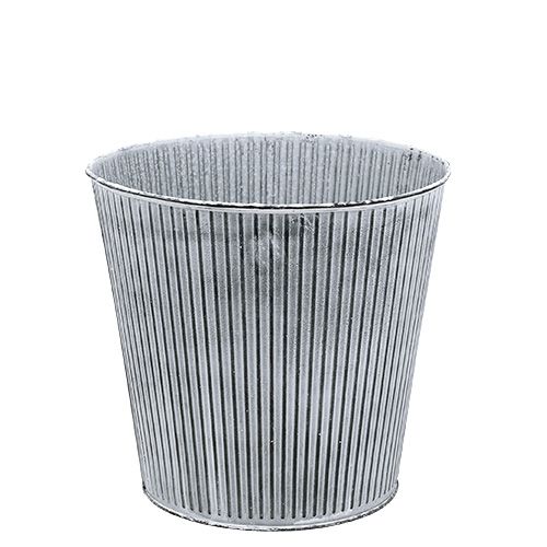 Floristik24 Zinc pot with strips Ø12.5cm H11.5cm 5pcs