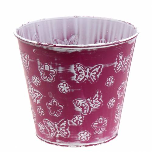 Floristik24 Zinc Pot with Butterflies Pink Ø15cm H13cm