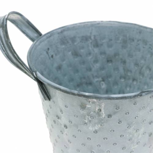 Floristik24 Zinc pot with handles gray dotted Ø12cm H10cm