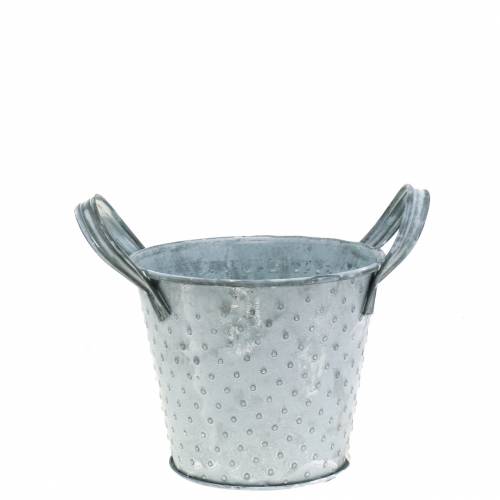 Floristik24 Zinc pot with handles gray dotted Ø12cm H10cm