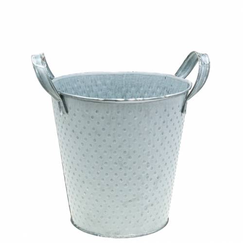 Floristik24 Zinc Pot with Handles Gray Spotted Ø14cm H13cm