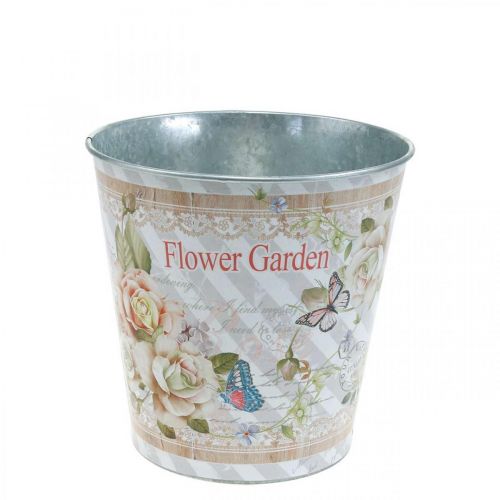 Floristik24 Summer decoration flower pot metal roses planter Ø11.5cm H10.5cm