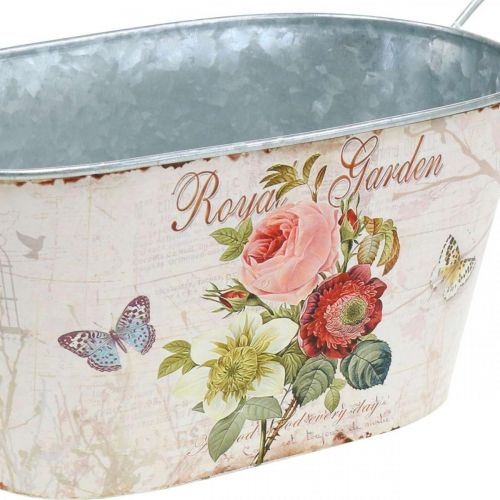 Floristik24 Zinc pot, metal vessel with handles, planter peonies L21cm H11cm