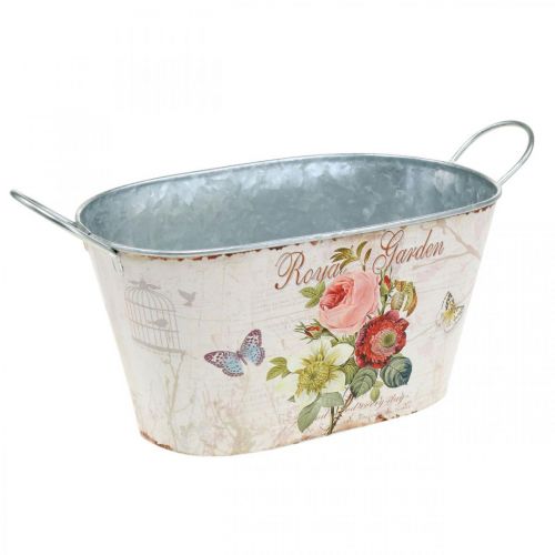 Floristik24 Zinc pot, metal vessel with handles, planter peonies L21cm H11cm