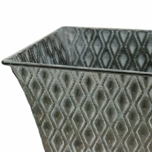 Floristik24 Zinc Flower Pot with Diamond Pattern Rectangular Antique 35,5cm x 14,5cm / 32,5cm x 11,5cm 2pcs