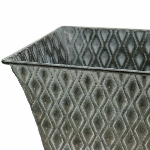 Product Zinc Flower Pot with Diamond Pattern Rectangular Antique 35,5cm x 14,5cm / 32,5cm x 11,5cm 2pcs