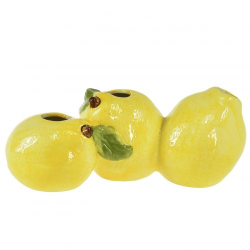 Floristik24 Lemon decorative vase ceramic 3 openings 21.5x11x8cm