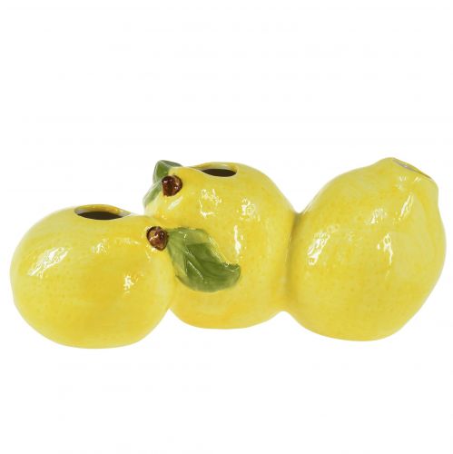 Floristik24 Lemon decorative vase ceramic 3 openings 21.5x11x8cm