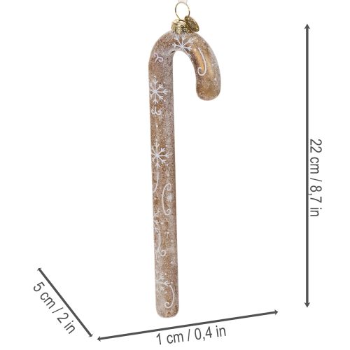 Candy Cane Glass Ornament with Snowflake Design 22cm Bronze | Floristik24.co.uk
