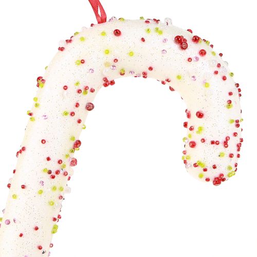 Product Candy Cane Decoration Hanger White Glitter Colorful H30cm 4pcs