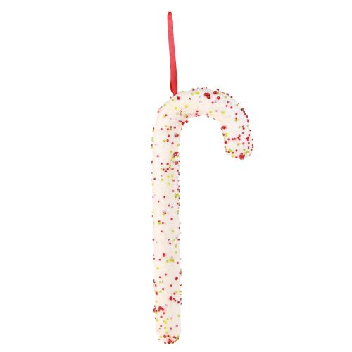 Product Candy Cane Decoration Hanger White Glitter Colorful H30cm 4pcs