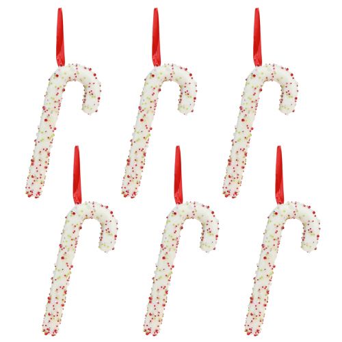 Product Candy Cane Decoration for Hanging in White Colorful H20cm 6pcs