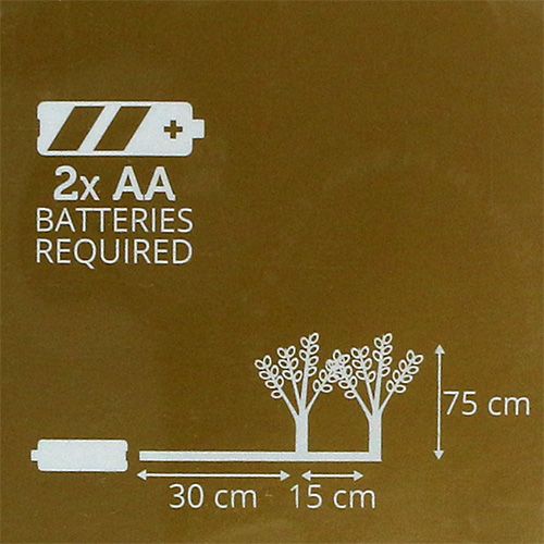 Floristik24 Branch silver with leaves LED 75cm set of 2