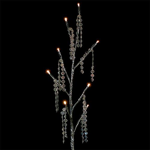 Floristik24 Branch silver with diamonds LED 75cm set of 2