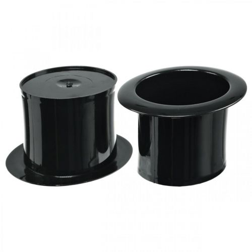 Floristik24 Decorative cylinder, New Year&#39;s Eve decoration, hat for planting, New Year&#39;s planter black H5cm L12cm 20pcs