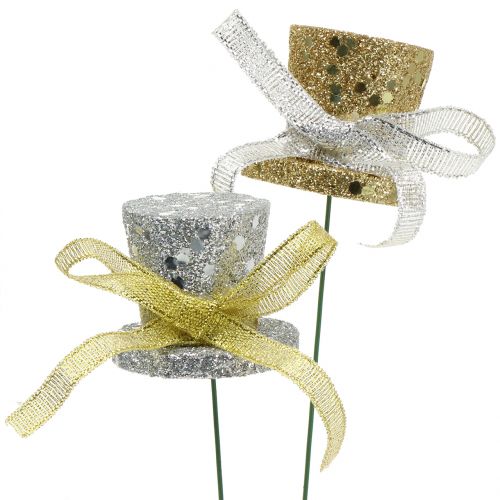 Floristik24 Cylinder plug gold, silver 3cm 2pcs