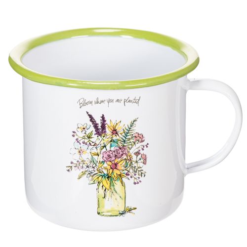 Decorative mug/plant pot, enamelled, Ø11.5cm H10cm | Floristik24.co.uk