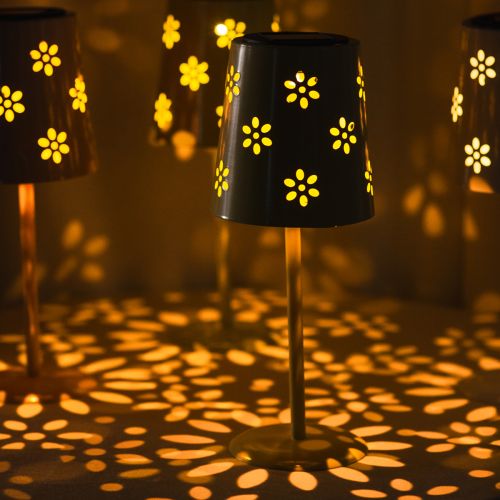 Product Table lamp with floral pattern, solar powered, for romantic garden lighting, 28cm