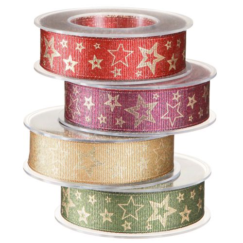 Star Ribbon Gift Ribbon with Stars Colored 25mm 15m