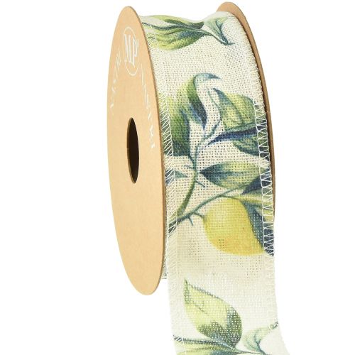 Floristik24 Ribbon lemons and leaves decorative ribbon cotton 40mm 10m