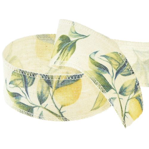 Floristik24 Ribbon lemons and leaves decorative ribbon cotton 40mm 10m