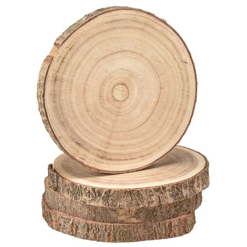 Floristik24 Tree disc Paulownia wood decoration natural Ø17-21cm 4 pcs