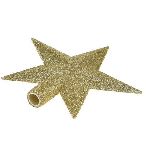Product Glittering golden tree topper 19cm Ø – shatterproof and sparkling, ideal for festive Christmas trees