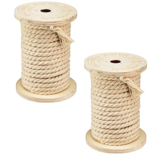 Product Cotton cord decorative cord cream Ø5mm wooden spool with 7m each 2pcs