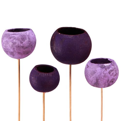 Floristik24 Bell Cup on a Stick Exotic Dry Decoration Purple Berry 44cm 15 pcs