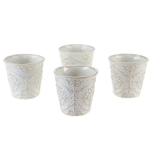 Planter ceramic plant pot white Ø7cm H8cm 4pcs