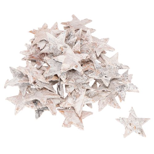 Birch stars mini 2cm - 2.5cm whitewashed 150 pcs | Floristik24.co.uk