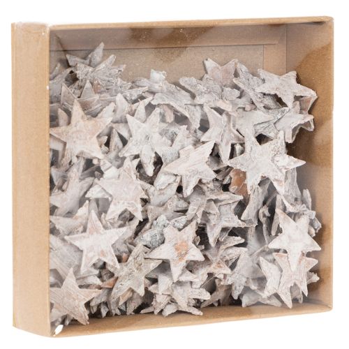 Birch stars mini 2cm - 2.5cm whitewashed 150 pcs | Floristik24.co.uk