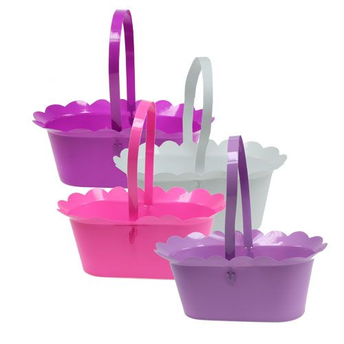 Floristik24 Plastic basket with handle oval assort. 21 x 11 x 9.5cm 10pcs