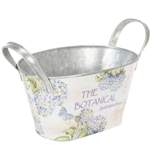 Floristik24 Flower bowl with handles, hydrangea design, metal, 26×13×14.5cm