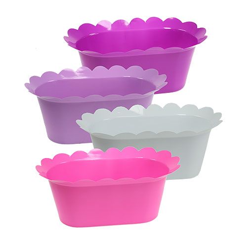 Floristik24 Plastic pot flower oval ass. 21cm x 11cm x 9.5cm 10pcs