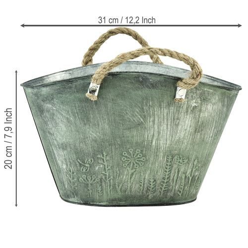 Product Flower pot with jute handles, metal handbag, 31×20×17cm