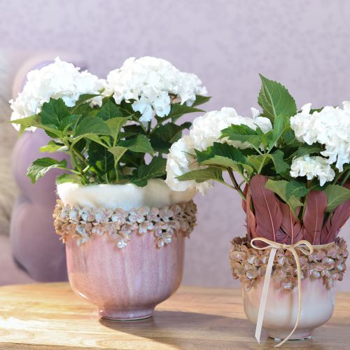 Product Flowerpot Ceramic with Flower Décor Pink Ø19cm H16.5cm