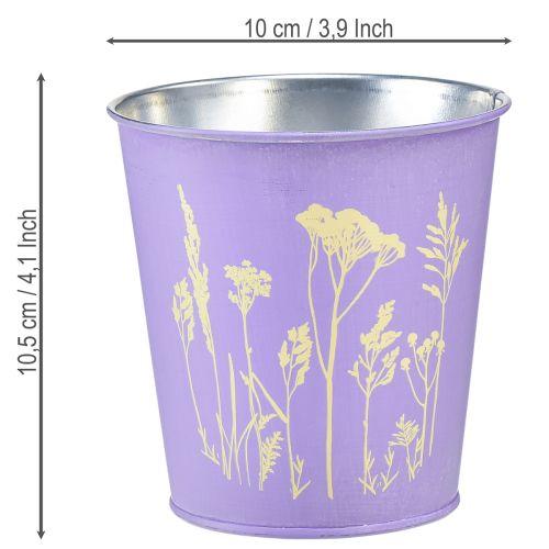 Product Metal flower pot, planter, purple flowers, Ø10cm H10.5cm