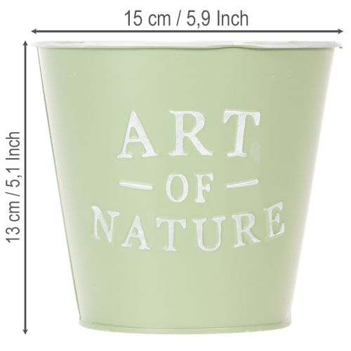 Zinc flower pot, mint green, Ø15cm, H13.5cm | Floristik24.co.uk