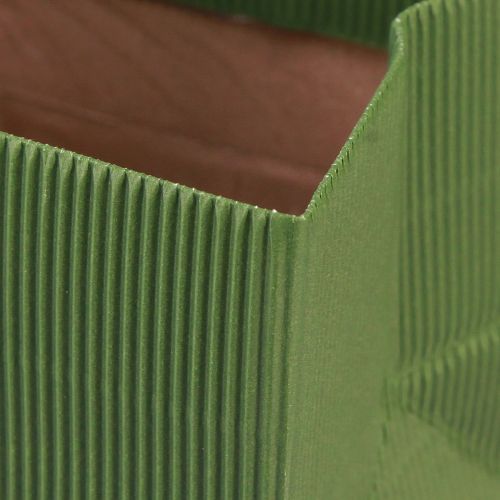 Floristik24 Flowerpot Paper Ribbed Olive Green 12cm 6 pcs