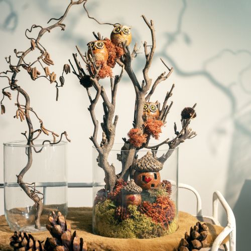 Product Charming ceramic owl figurines – Detailed design in brown and cream, 10.5 cm – Perfect decoration for living and working spaces – 3 pieces