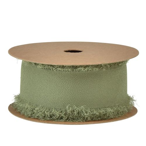 Product Chiffon ribbon olive green fabric ribbon fringes W40mm L15m