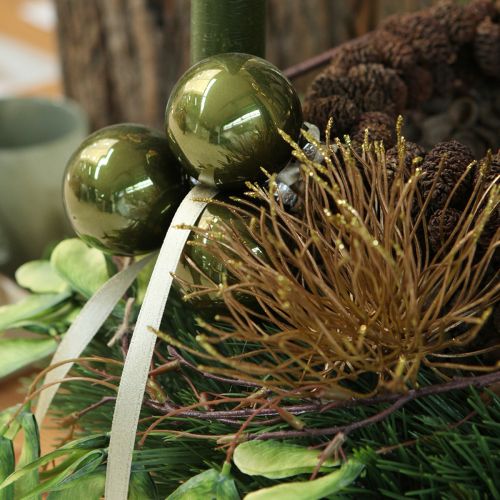 Product Christmas tree balls glass shiny in olive & silver grey 5 cm 24 pcs