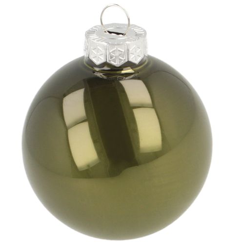 Product Christmas tree balls glass shiny in olive &amp; silver grey 5 cm 24 pcs