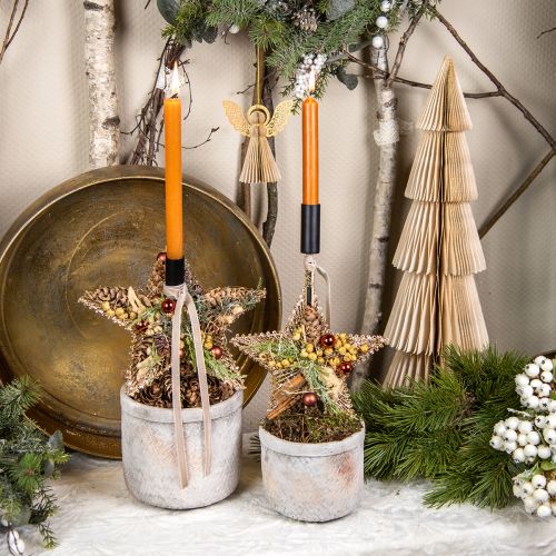 Product Christmas tree decoration, Advent decoration, star pendant golden W15cm 8 pcs